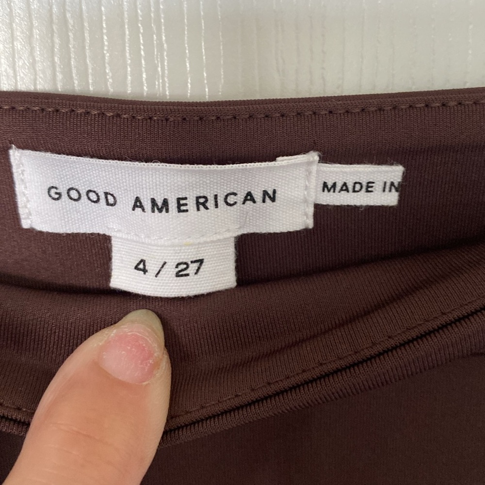 “Good American” brown (coco) scuba mini skirt; size 4/27; NWT - Picture 14 of 16